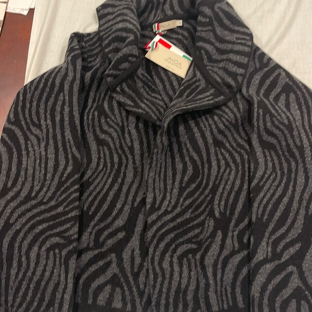 B6 A-IDA Cheetah Print Wool Blend A-IDA long Cardigan Sweater